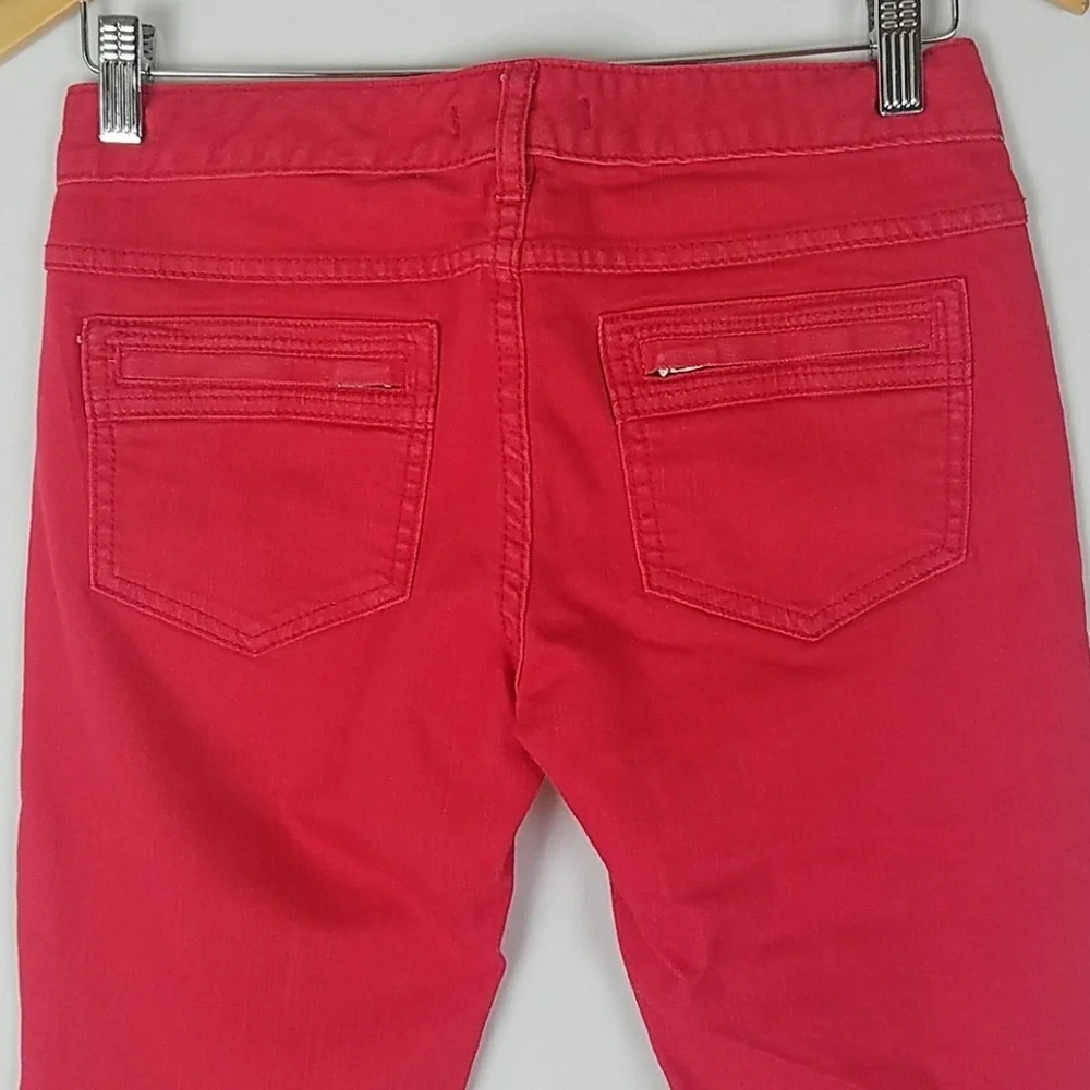 Free‎ People women 27 moto red utility skinny jeans denim minimalist Preppy